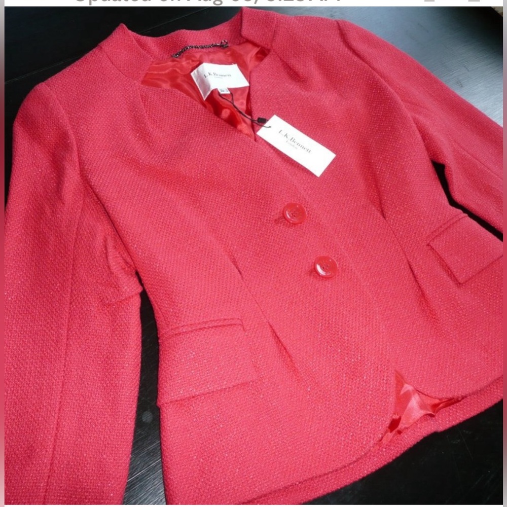 LK Bennett Vera Berry Red Dress Jacket US Size 4 NWOT